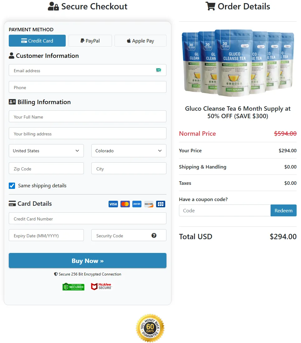 Buy Gluco Cleanse Tea from official website secure checkout